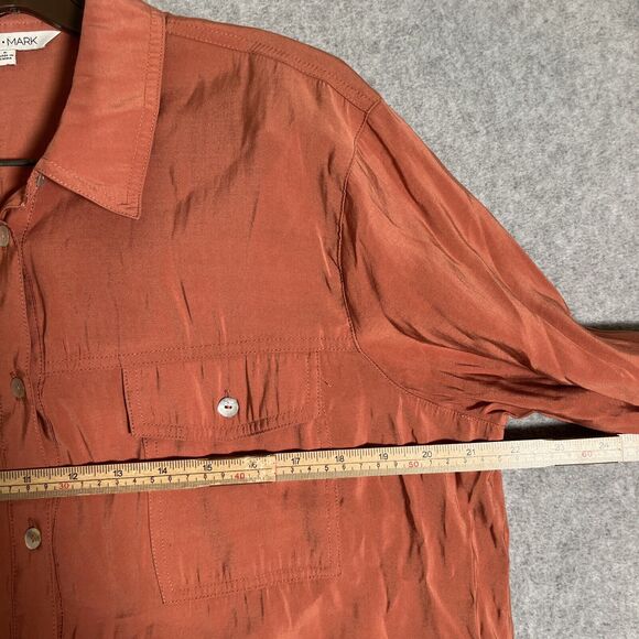 John mark Tunic Top Womens L Copper Long Sleeve Button Up Shirt Blouse Rayon - Picture 5 of 12